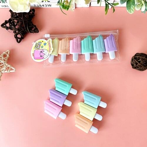 12 Pack/lot Mini Ice Cream Highlighter Cute 6 Colors Drawing Painting Art Marker Pen School supplies Stationery gift