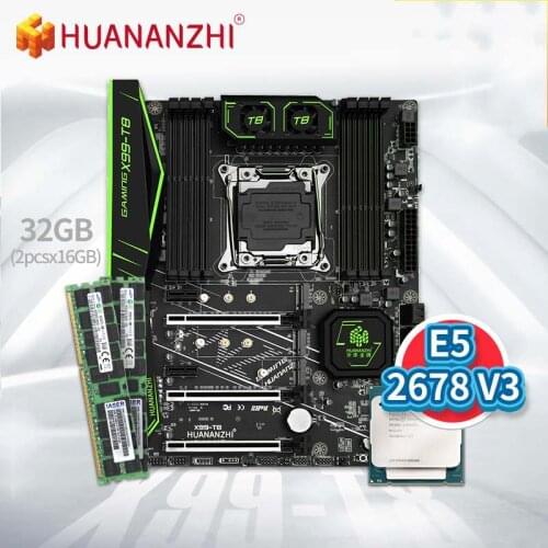 HUANANZHI X99 T8 Motherboard with XEON E5 2678 V3 with 2*16G DDR3 RECC Memory Combo Kit Set NVME SATA USB 3.0 ATX