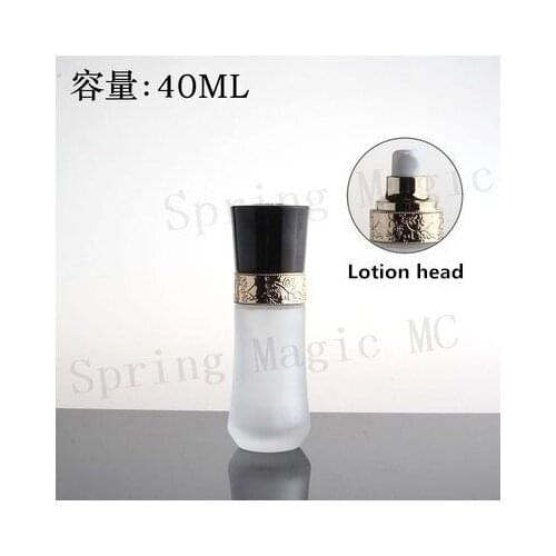 40ML Frosted Glass lotion Bottles with Gold press Lotion pump Empty Skin care Cosmetic DIY travel sub-bottle Refillable bottle