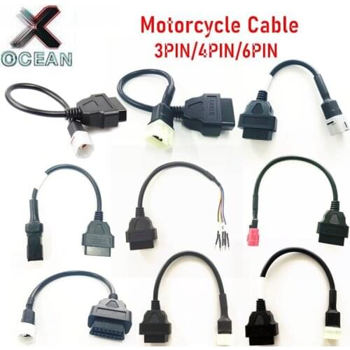 For Motorcycle Motobike OBD2 Connector For YAMAHA 3 4 pin For HONDA/SUZUKI/DUCADI/KAWASAKI/Delphi 6pin Moto OBD Extension cable