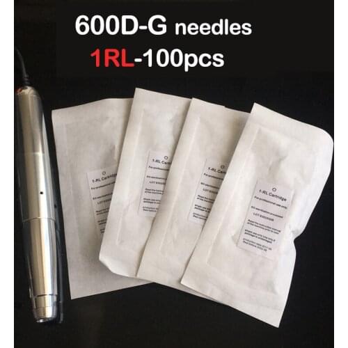 100PCS/Lot 600D-G 1RL Disposable Sterilized Permanent Makeup Cartridge Needles Tips For Eyebrow Lip Makeup Tattoo Machine Supply