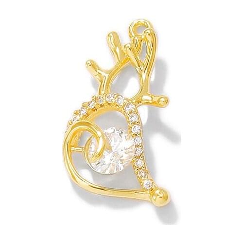 Factory wholesale Gold Color Brass and Zircon Deer Charms Pendants Necklace and Bracelet Earring Diy Jewelry Accessories