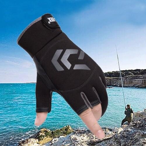 Mens Fishing Gloves Waterproof Catching Fish Summer Three Finger Cut Half Cycling Outdoor Wear Resistant Quick-Dry Male Gloves