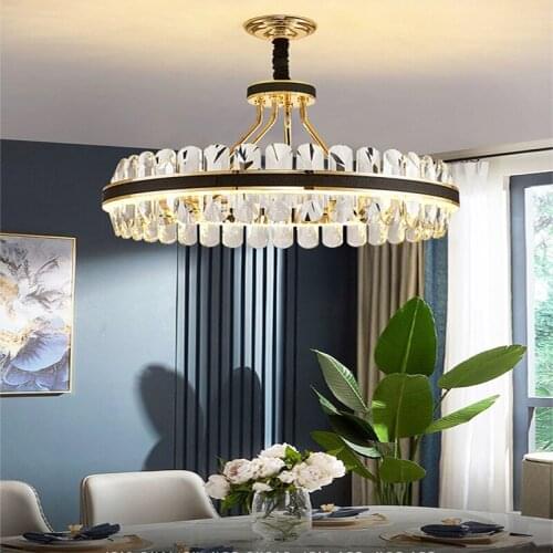 Postmodern Minimalist Lighting Luxury Crystal Lamp Living room Chandelier Villa European-style Bedroom Dining room Round Nordic