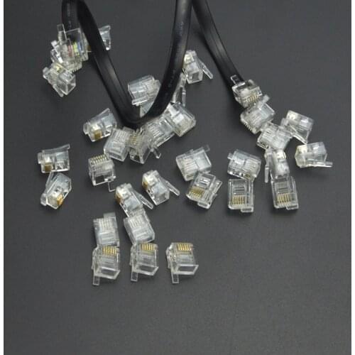 RJ12 Six-core Clear Crystal head 6P6C right Buckle Position EV3 Data Line Crystal Connector Cable Technical MOC Parts 10-100Pcs