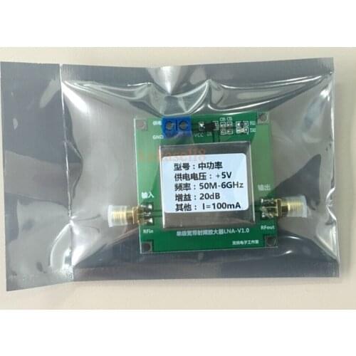 20DB 50MHz to 6000mhz UHF 2.4G Broadband Low Noise Amplifier RF LNA Amp Module VHF HF