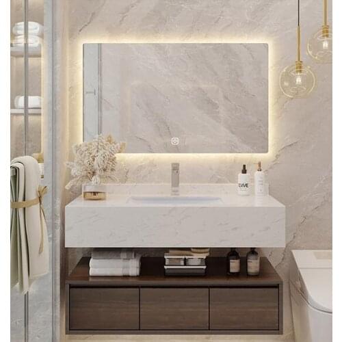 Bathroom cabinet combination toilet simple modern marble wash basin rock plate integrated wash table