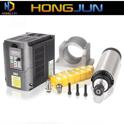 Spindle Cnc Router 2.2kw 220V/380V Air Cooled Spindle Motor + 220V/380V Vfd/ Inverter +80mm Clamp +ER20 Collects
