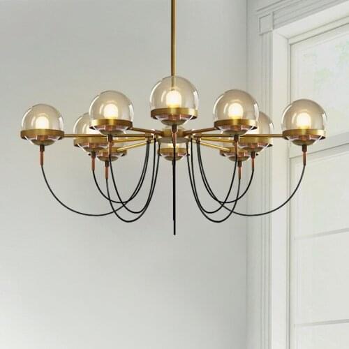 Nordic Postmodern 5/8/10 lights Designer chandelier Lighting Modern Restaurant Glass Ball Bronze Chandeliers living room lustres