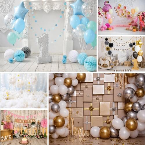 1st Birthday for Boy One Year Old Party Photo Backdrops Vinyl Backgrounds Photography Props for Children Baby Shower Photocall