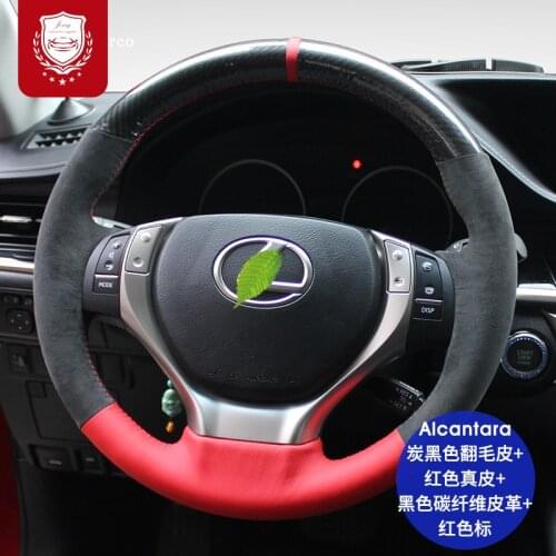 Suede hand-stitched steering wheel cover For Lexus ES300 NX RX450 IS200 GS car access Anti-slip Grip cover Automotive interior