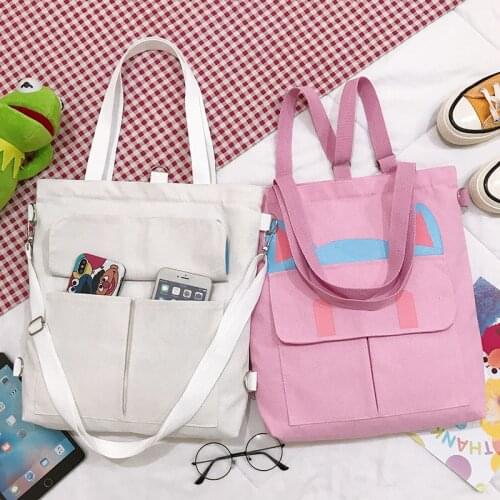 Large Capacity Womens Canvas Bag 2021 New Casual All-match Shoulder Bag Messenger Bag Student Zipper Handbag School Bag