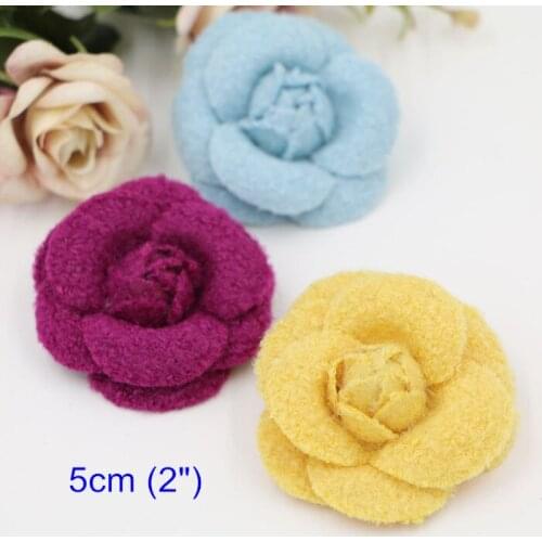 10 Handmade Woolen Felt Camellia 5cm (2") Fabric Flowers Wedding Embellishment Baby Headband Applique Wholesale Flower