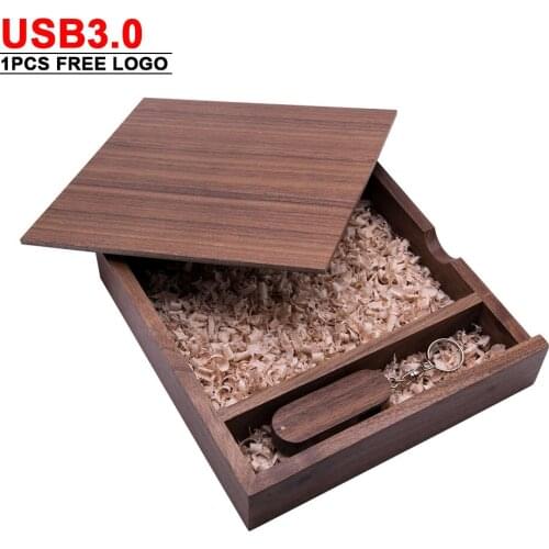 10 PCS Free LOGO) Creativity Photo Unique Album walnut Wood USB+Box Pendrive USB flash drive 8GB 16GB Photography(170*170*35mm)