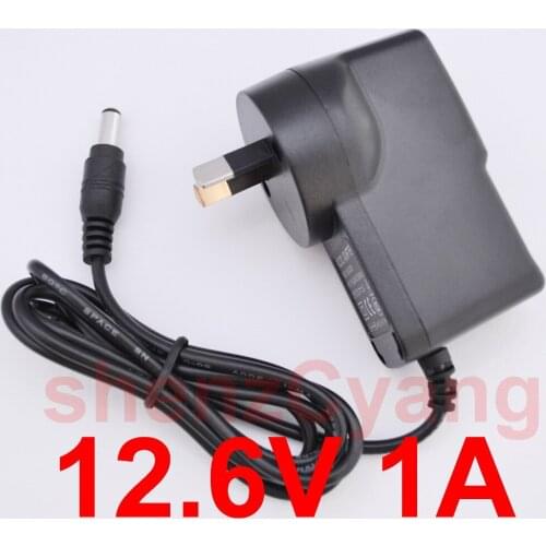 100PCS High quality 12.6V 1000mA 1A 5.5mmx2.1mm-2.5mm Universal AC DC Power Supply Adapter AU Charger For lithium battery