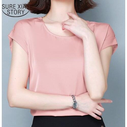 2021 Fashion Summer Sexy Casual Silk Shirts Women Solid Satin Blouse Shirt Tops Party Girls Women Blouse Blusas Femininas 9498