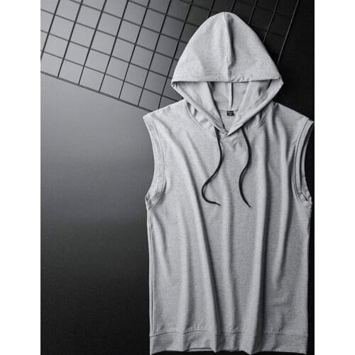 2021 New Summer Mens Sports Vest Basketball Hip-hop Vest Top Casual Hooded Vest Hip-hop Fashion Mens Casual Vest Top