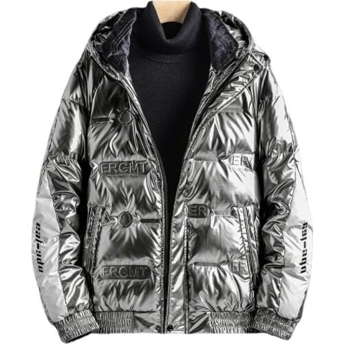 2021 Winter New Glossy Youth down Jacket Mens Fashion Hooded White Duck down Jacket for Men