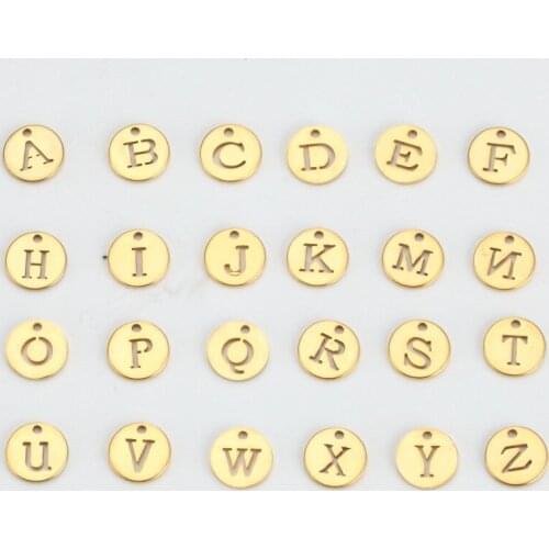 26PCS Silver Gold Stainless Steel Pendant Jewelry A-Z Hollow Letter Charms DIY Necklace&Bracelet Jewelry