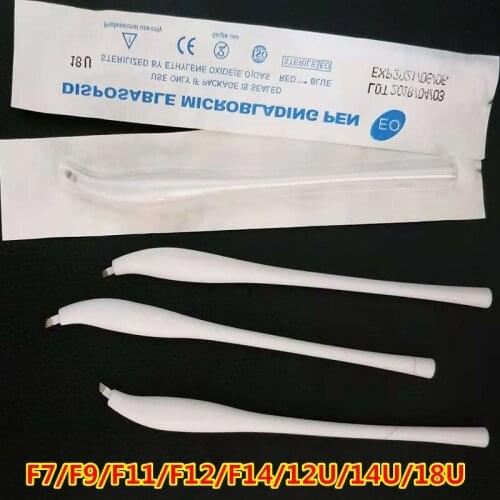 10pcs/pack Wholesale Disposable Microblading Tebori pen in 7/9/11/12/14/12U/14U/18U Blade Manual Brow Tattoo Tools