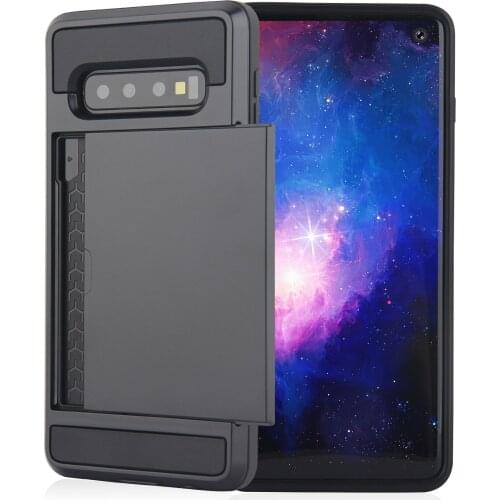50 pcs For Samsung S11 S11E Armor TPU Shockproof Slide Credit Card Slot Wallet Phone Case For Samsung S10 S9 S8 Case