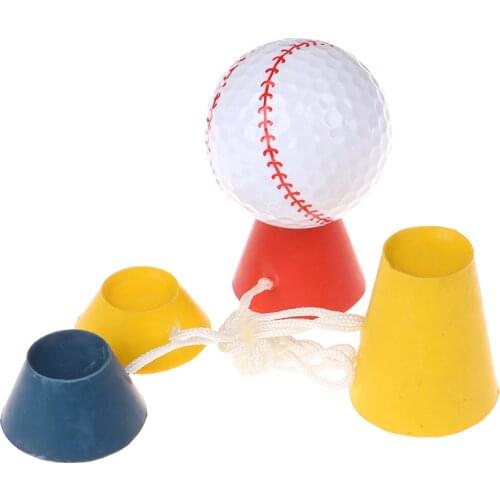 Golf Ball Holder Tees 4In 1 Different Heights Golf Tees Golf Winter Rubber Tee With Rope Golf Ball Holder Golf Training Ball Tee