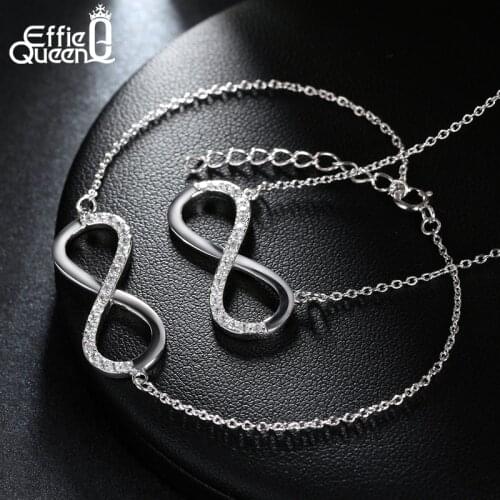 Effie Queen Infinity Sign Jewelry Set Fashion Women Zircon Infinity Necklace Set Bracelet Set for Women WS86
