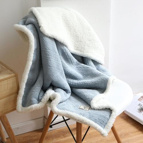 Flannel Thick Air-conditioning Blanket Lazy Lamb Wool Nap Winter Office Solid Color Sofa Portable Cozy Comfortable Convenient