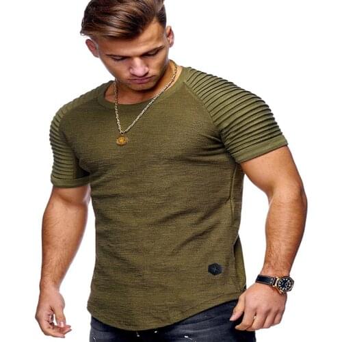 HOT Mens Round Collar Slim Shirt with Short Sleeves European American Fashion Casual Mens T-Shirts Tops Tees