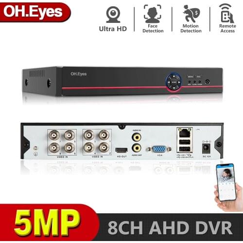 6 in 1 H.265+ 8ch AHD video hybrid recorder for 5MP/4MP/3MP/1080P/720P Camera Xmeye Onvif P2P CCTV DVR AHD DVR support USB wifi