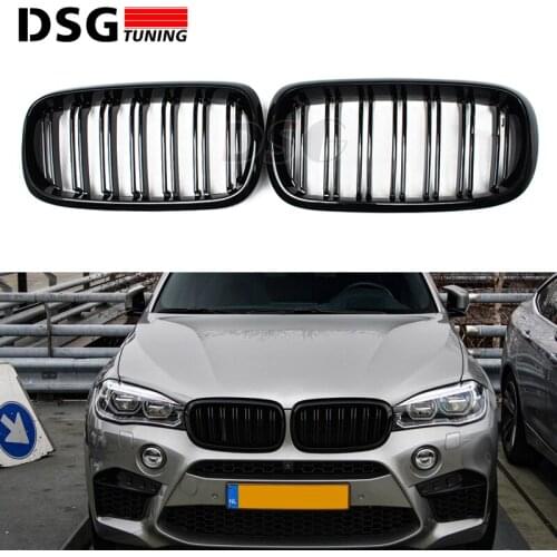 Gloss Black Front Bumper Grille Kidney Mesh Grill For BMW X5 X6 F15 F16 2014 - 2019, Will Fit X5M X6M