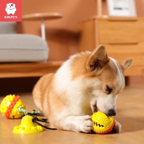 Kimpets Dog Toys Silicon Suction Cup Tug Interactive Dog Ball Toy For Pet Chew Bite Tooth Cleaning Feeding Pet Supplies Big Dog