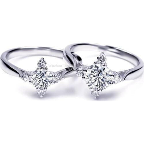 Tianyu Gems Perfect Round Cut Brilliant Moissanite Rings 0.5ct 1ct Weeding Anniversary party Fine Jewelry for Women 925 Silver