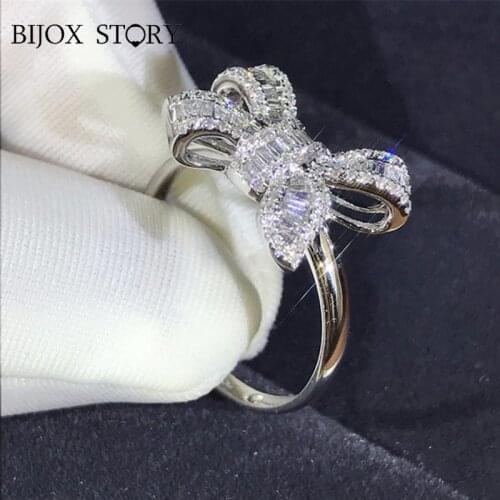 BIJOX STORY Simple Bowknot Rings For Women 925 Sterling Silver Sweet Girl Anniversary Engagement Fine Jewelry Gifts 2021 Trend