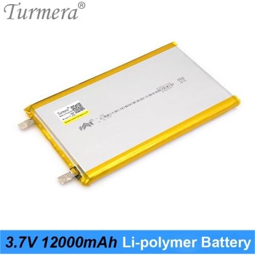 Turmera 3.7V 12000mAh Li-polymer Battery Rechargeable 3.6V Lithium Battery for Power Bank and 12V Uninterrupted Power Supply Use