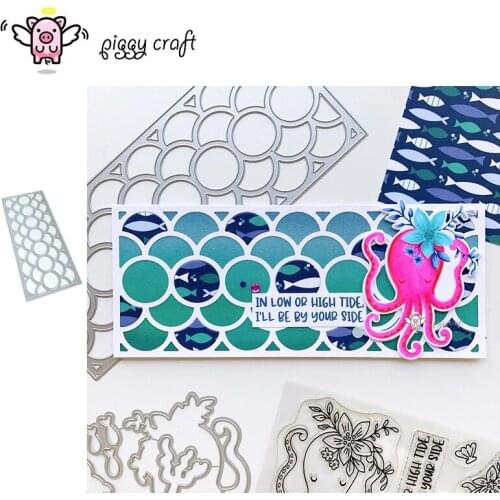 Piggy Craft metal cutting dies cut die mold Ocean wave circle frame Scrapbook paper craft knife mould blade punch stencils dies