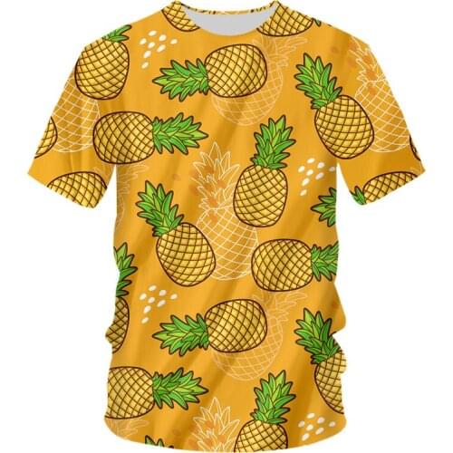 Mens T Shirt EU Size Hot Sale Orange Pineapple Casual Tshirt 3D Printed Fruit Casual Short Sleeve Harajuku Shirts Summer Tops