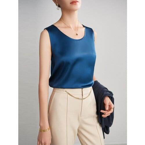 Real Mulberry Silk t Shirt Women Spring Summer Sling Sleeveless Inner Match Sexy Outer Wear Short Bottoming Pure Silk Shirt Top