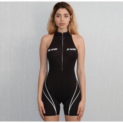 New womens sexy sleeveless high neck printed sports jumpsuit