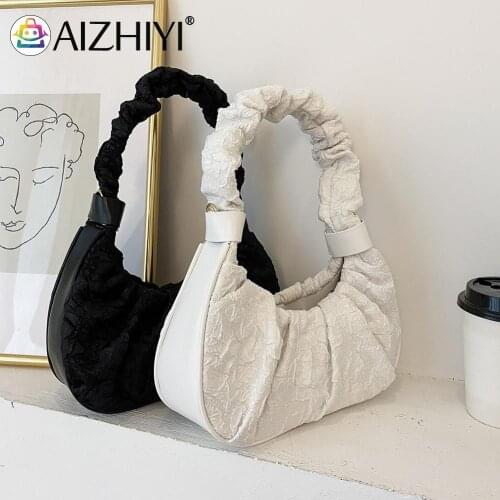 Solid Color Vintage Durable Women Pleated PU Leather Shoulder Bag Crossbody Messenger Bag Casual Ladies Small Handbags Purse