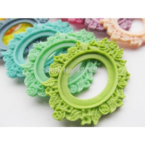 8pcs 17 Colors Oval Flatback Resin Frame Charm Finding,Filigree Flower Border Base Setting Tray, for 30x40mm Cabochon/Cameo,DIY
