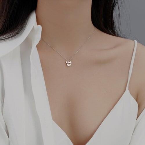Cute Mouse Necklace Pendant For Women Anime Crystals Simple Luxury Clavicle Chain Wedding Charm Accessories Jewelry Wholesale
