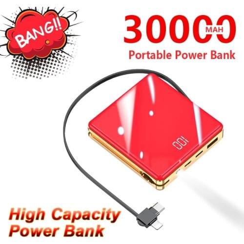 30000mAh Portable Power Bank Fast Charger Digital Display High Capacity Outdoor Safe Emergency Charging For IPhone Xiaomi Samsun