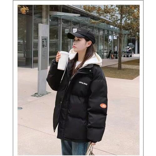 Down Cotton Jacket Womens Winter Warm Coat 2021 Women Loose Bread Short Student Hooded Coat Female Black Zipper Parkas Jackets
