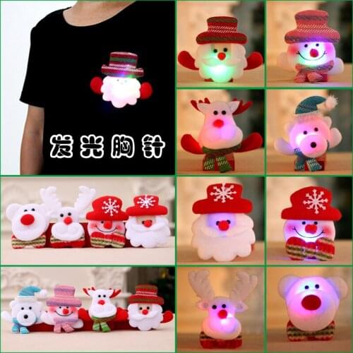 Christmas Ornament Luminous Brooch Badge Old Man Snowman Bear Christmas Party Gift