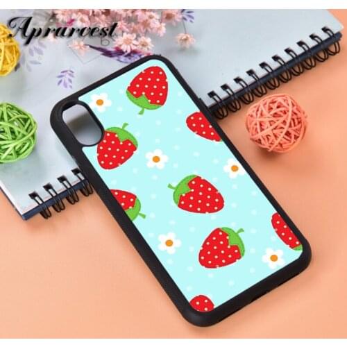 Aprarvest Blue Strawberry Field Silicone Rubber Phone Case Cover For iPhone 6 6S 7 8 PLUS X XS XR 11 12 MINI PRO MAX