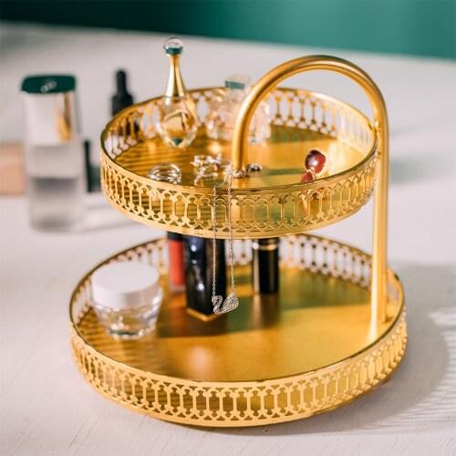 Modern Home Decoration Accessories Living Room Decoration Golden Double-layer Storage Box Accessories Storage Fruit Snack Tray