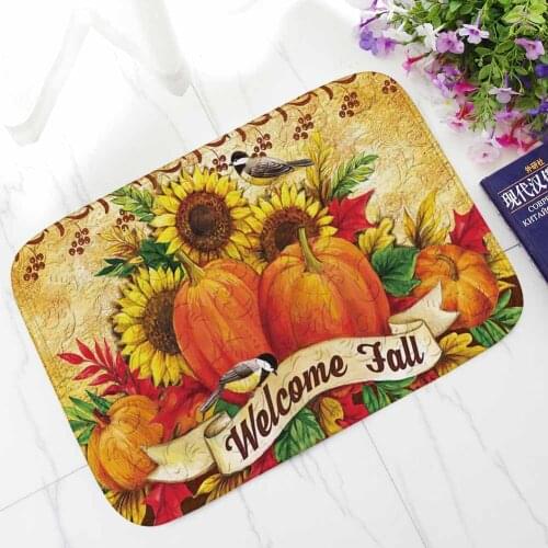 Modern Doormat for Entrance Door Printed Thanksgiving Day Pattern Home Decor Mat Kitchen Living Room Bedroom Anti Slip Floor Mat