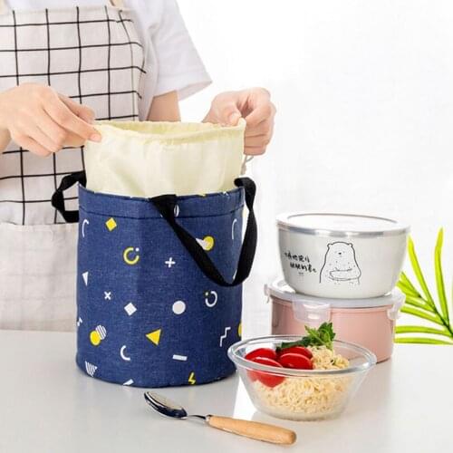 Drawstring Lunch Bag Multifunction Cooler Bag Waterproof Women Bucket Hand Pack Thermal Breakfast Box Portable Picnic Causal Tr