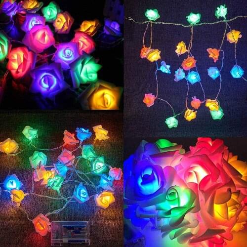 Warm Rose Flower Lamp Fairy Light LED String Lights Battery Operated Light for Valentine Wedding Fashion Show Party Decoration